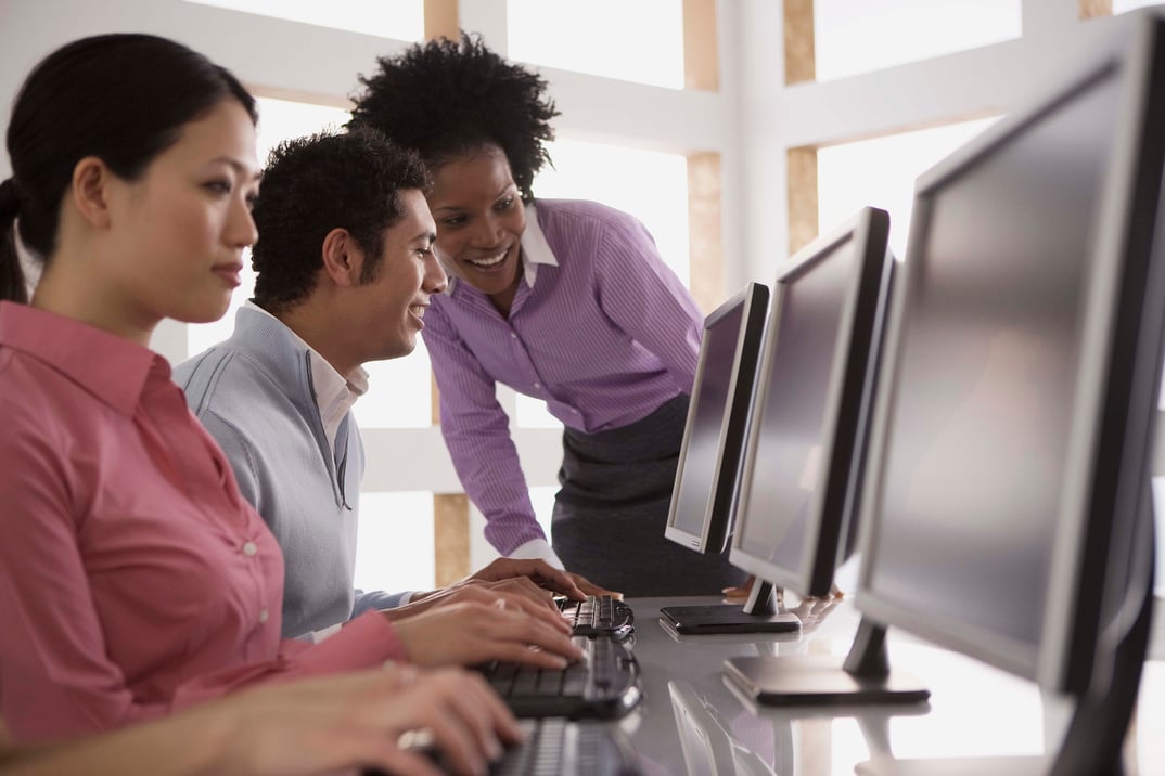 Businesspeople training on computers